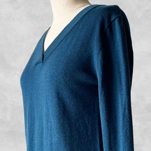 Orvis Teal Merino Wool V Neck Pullover Long Sleeve Sweater - Women's Size XS - Picture 1 of 8